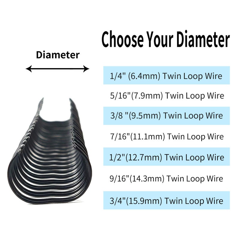 Rayson Double Loop Binding Wires 7/16 Inch - 3 to 1 Pitch Wire Binding Capacity 80 Sheets, 11 inch Length, 32-Loop Black Wire Ring Pack of 100 to Bind Reports and Projects - Image 5